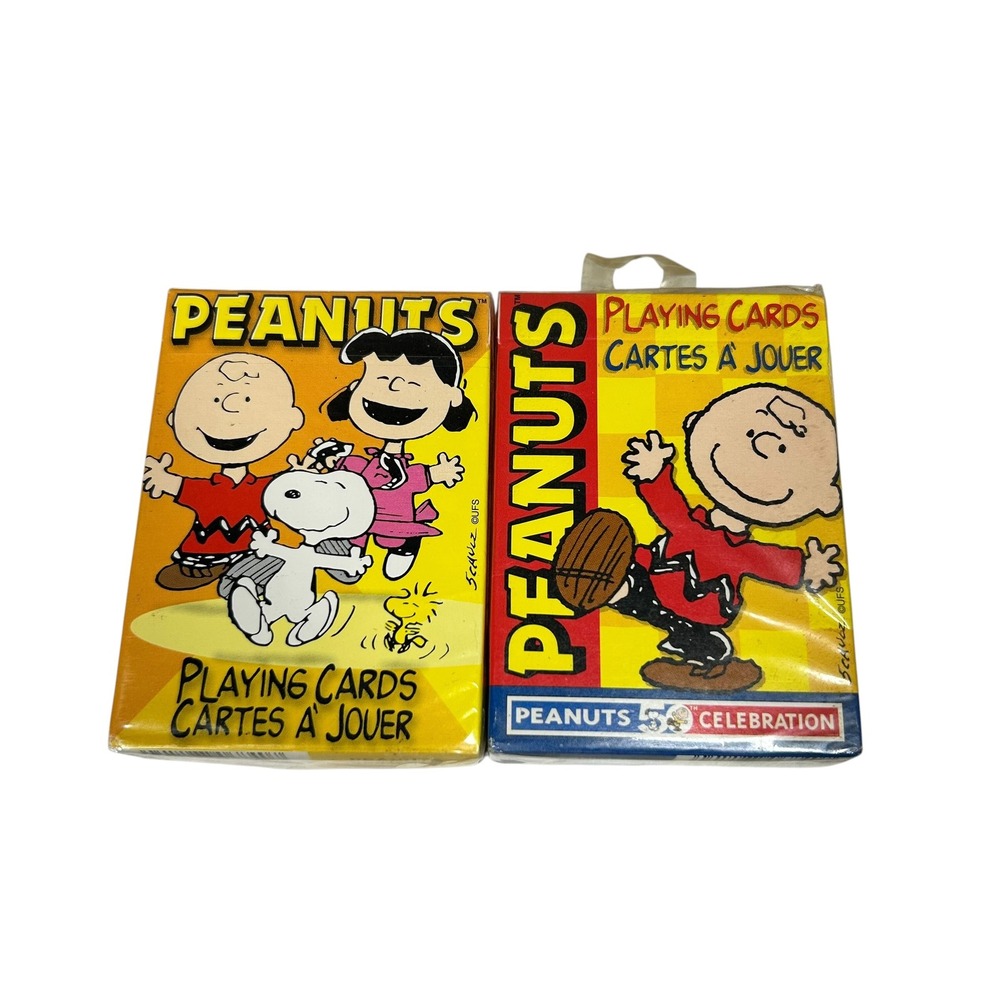 Vintage Peanuts Playing Cards 2 Decks Snoopy Charlie Brown 50th Hoyle Sealed